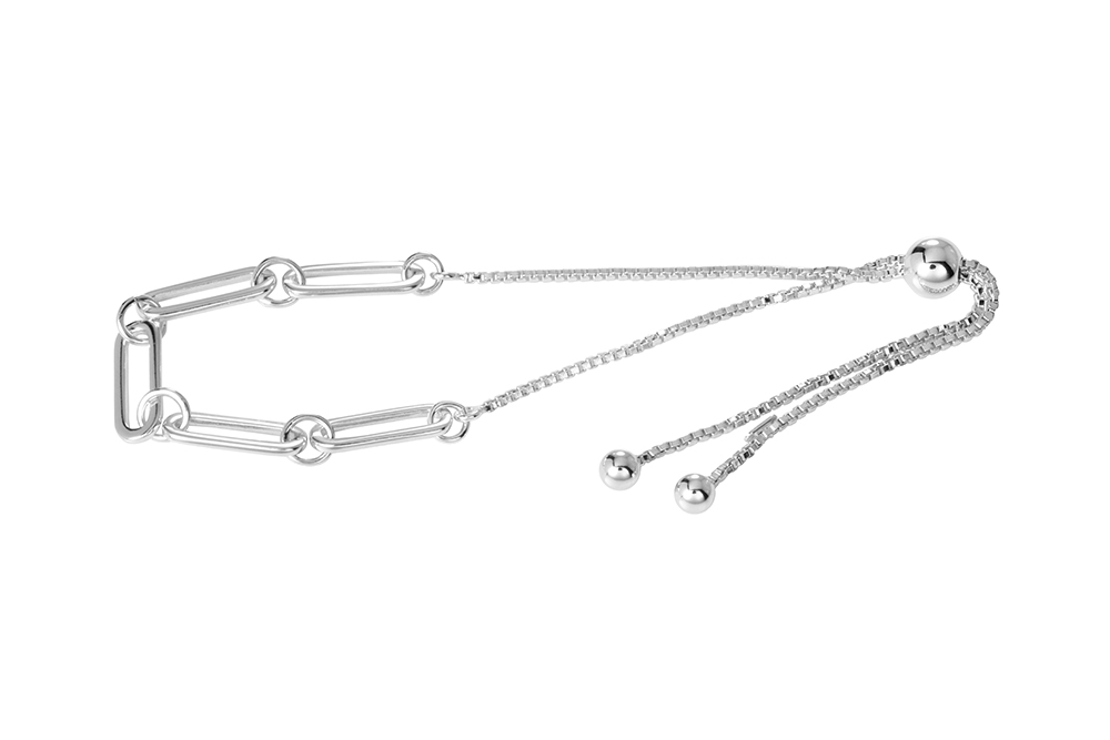 Pulsera plata 925 eslabones con cadena veneziana bola 6mm