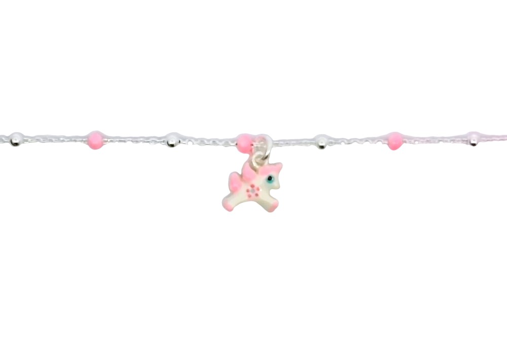 Pulsera plata 925 unicornio 7x8mm esmalte