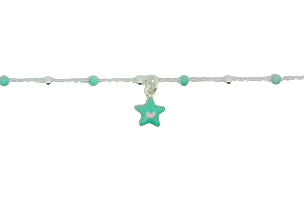 Pulsera plata 925 estrella con corazon 7x7mm