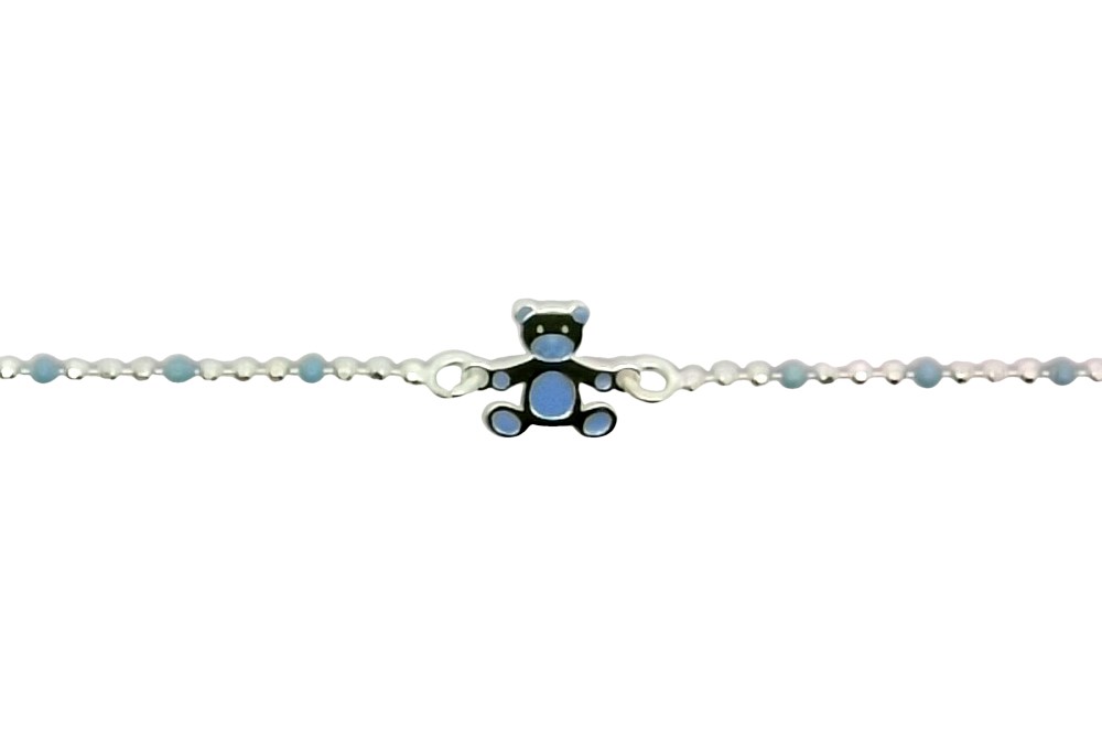 Sterling silver enamel teddy bracelet
