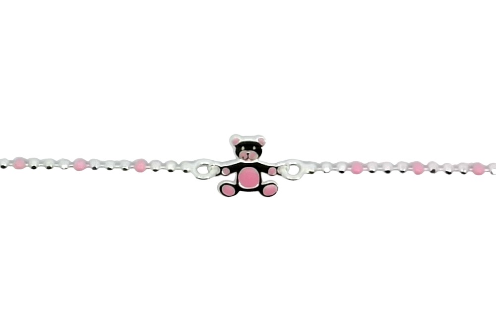 Sterling silver enamel teddy bracelet
