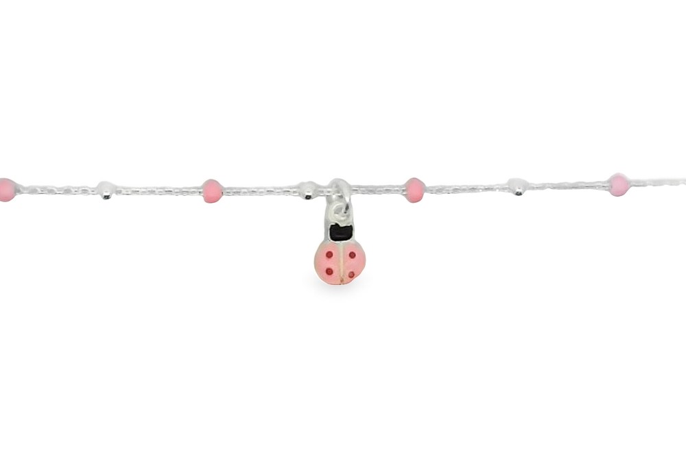 Sterling silver enamel ladybug bracelet
