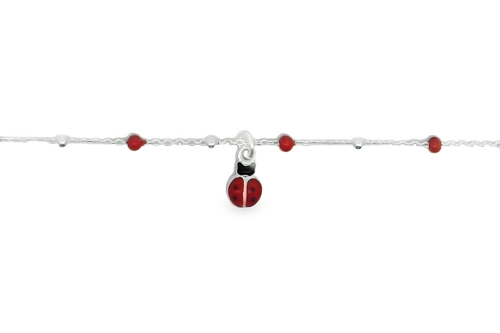 Sterling silver enamel ladybug bracelet