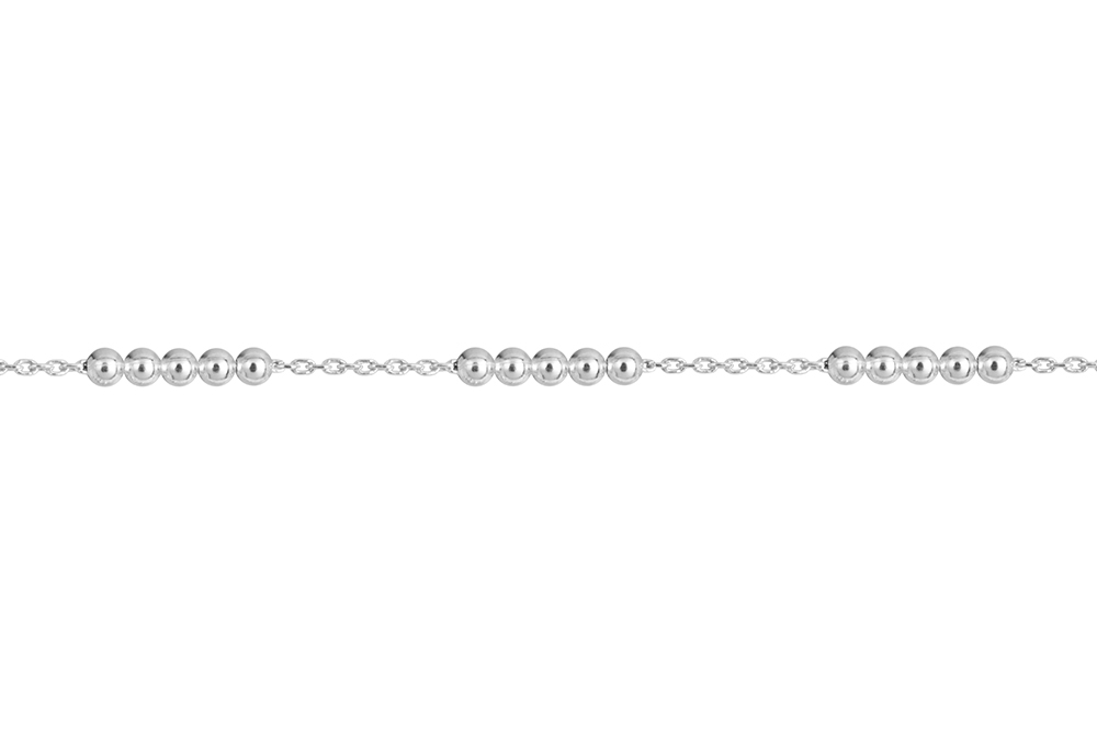 Tobillera plata 925 bolitas 2.5mm intercaladas