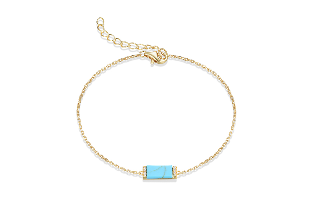 [16483B16E3GTUDO] Pulsera plata 925 piedras con zirconitas blancas (Turquesa, Oro)
