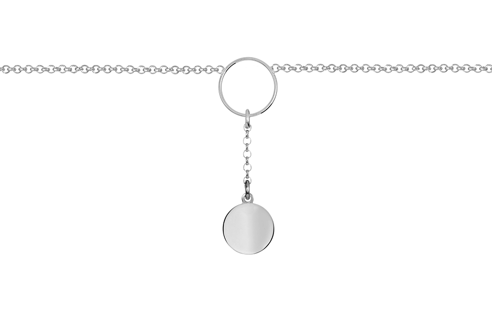 [16511B16E3PL] Pulsera plata 925 aro cadena y placa (Plata)
