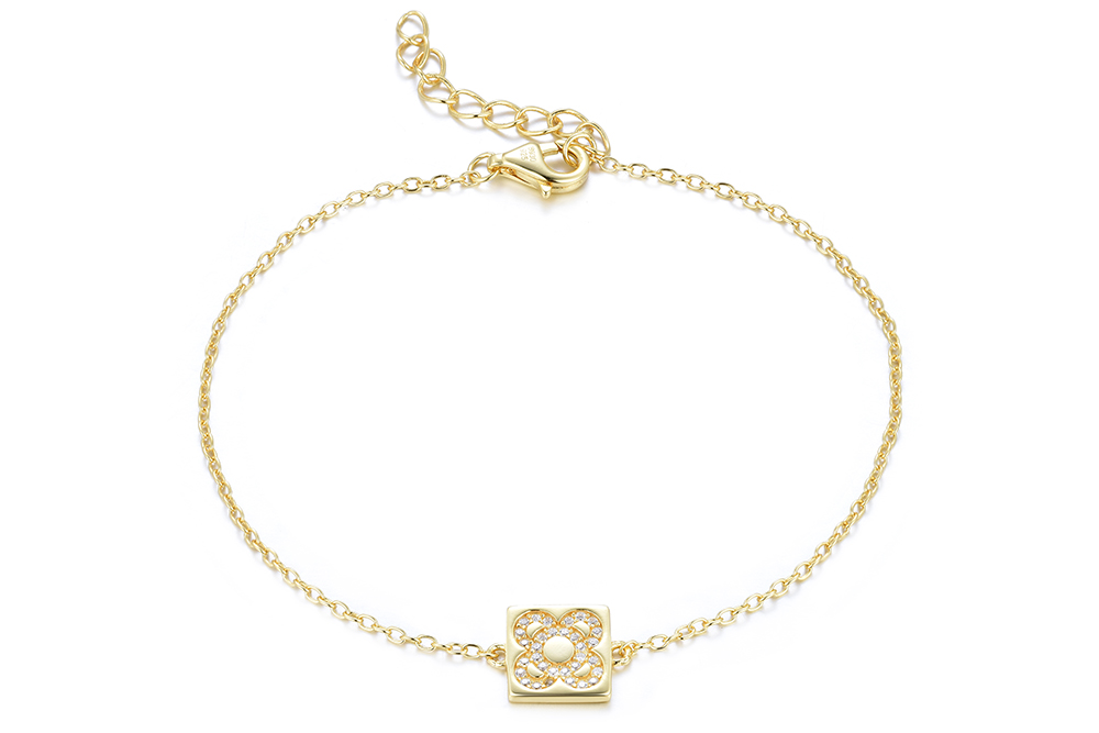 Pulsera plata 925 flor de barcelona cuadrado