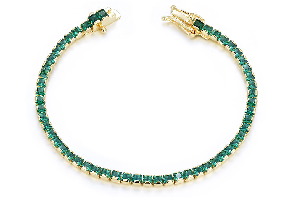 Pulsera plata 925 riviere zirconita cuadrada 3mm