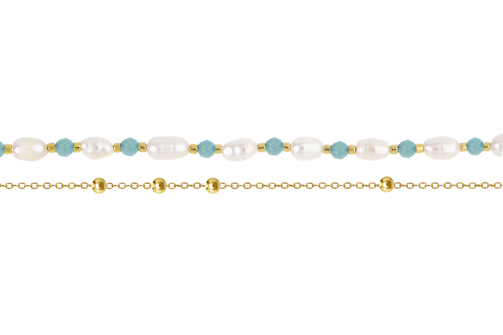 Sterling silver semiprecious stone & pearl bracelet