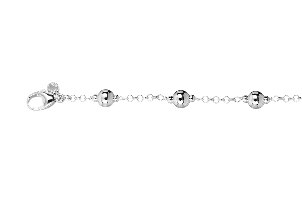 [16868B16E3PL] Pulsera plata 925 6 bolas 6mm (Plata)