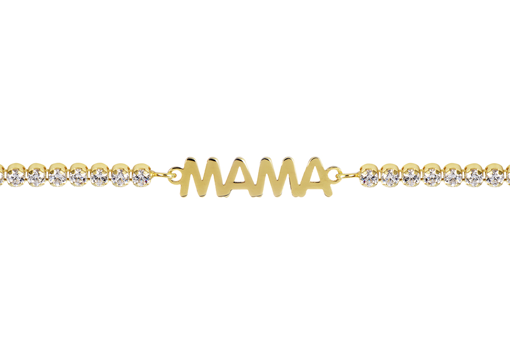 Sterling silver zirconia mama bracelet