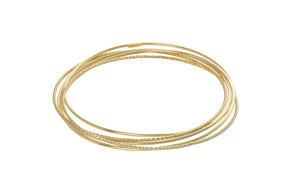 [16949B6000DCDO] Sterling silver 5 bangles (Gold plated)