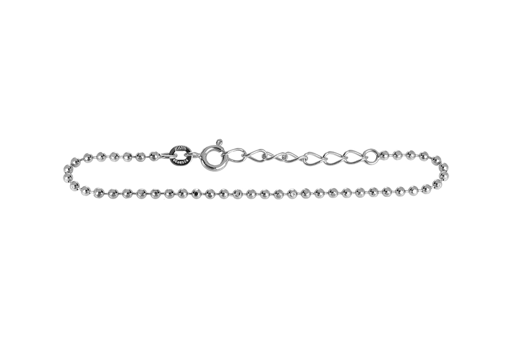 Sterling silver diamond cut 200 bead chain bracelet
