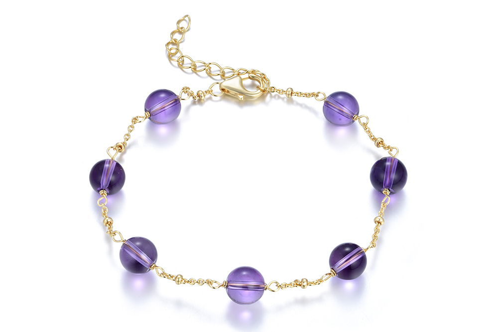 Pulsera plata 925 bola 6mm piedras semipreciosas