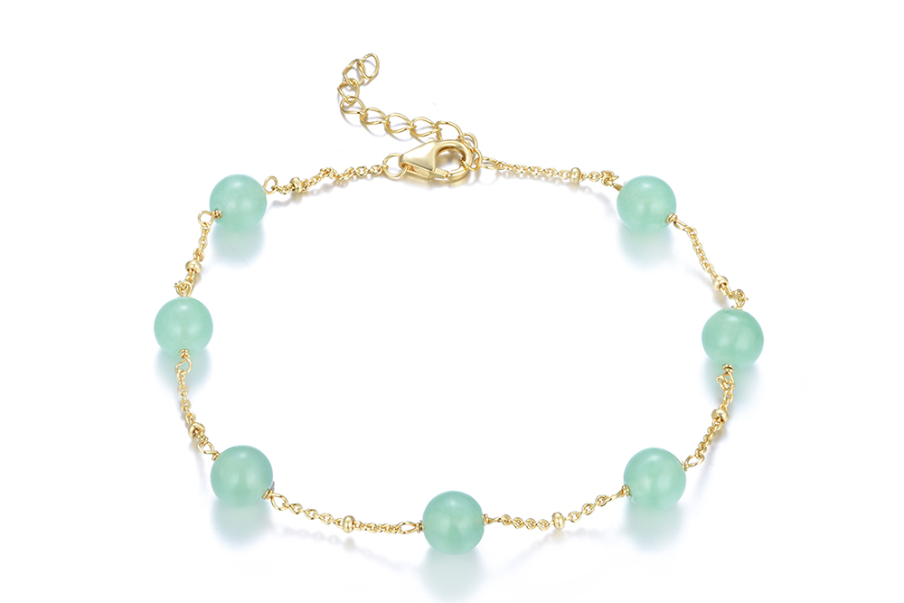 Sterling silver semiprecious stones 6mm bead bracelet