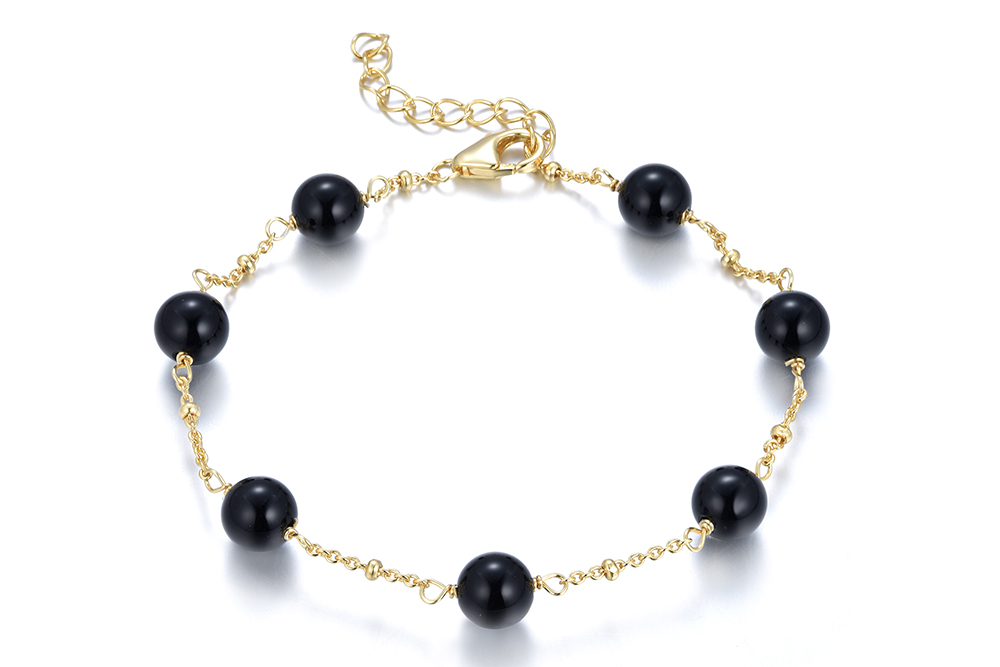 Sterling silver semiprecious stones 6mm bead bracelet