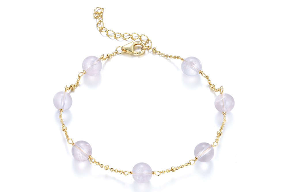 Sterling silver semiprecious stones 6mm bead bracelet