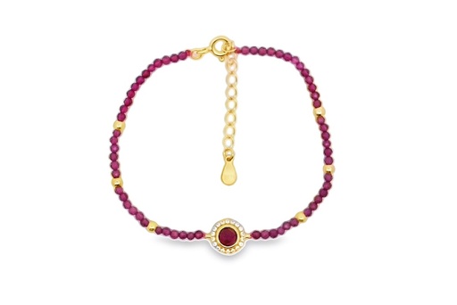 [17267B15E3RRUDO] Pulsera plata 925 piedra semipreciosa 11x8mm con circonitas (Rubí)