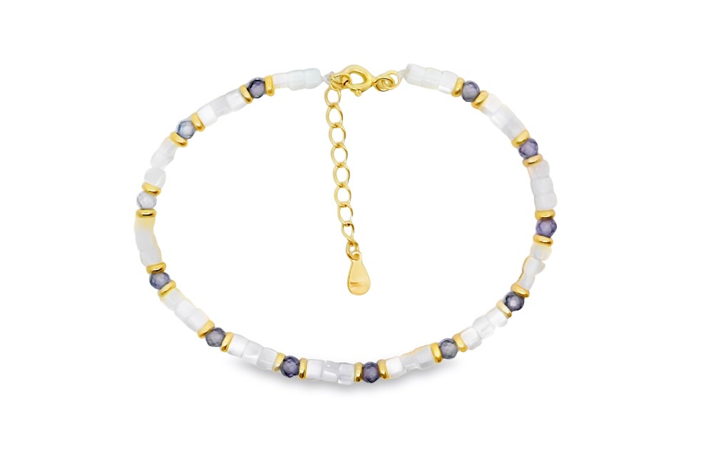 Sterling silver zirconia & mop bracelet