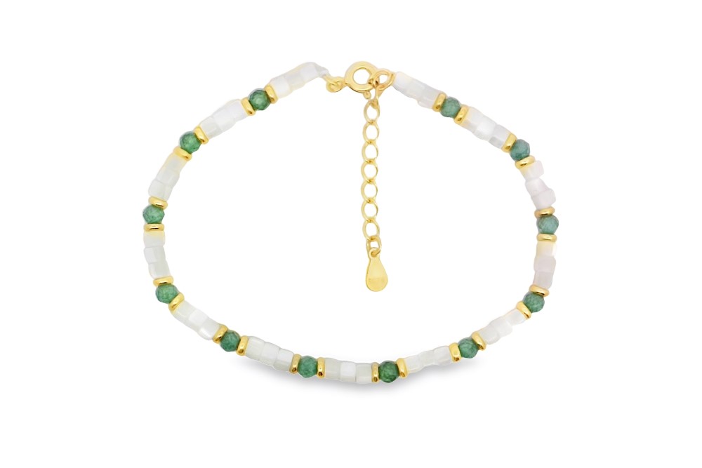 Sterling silver zirconia & mop bracelet