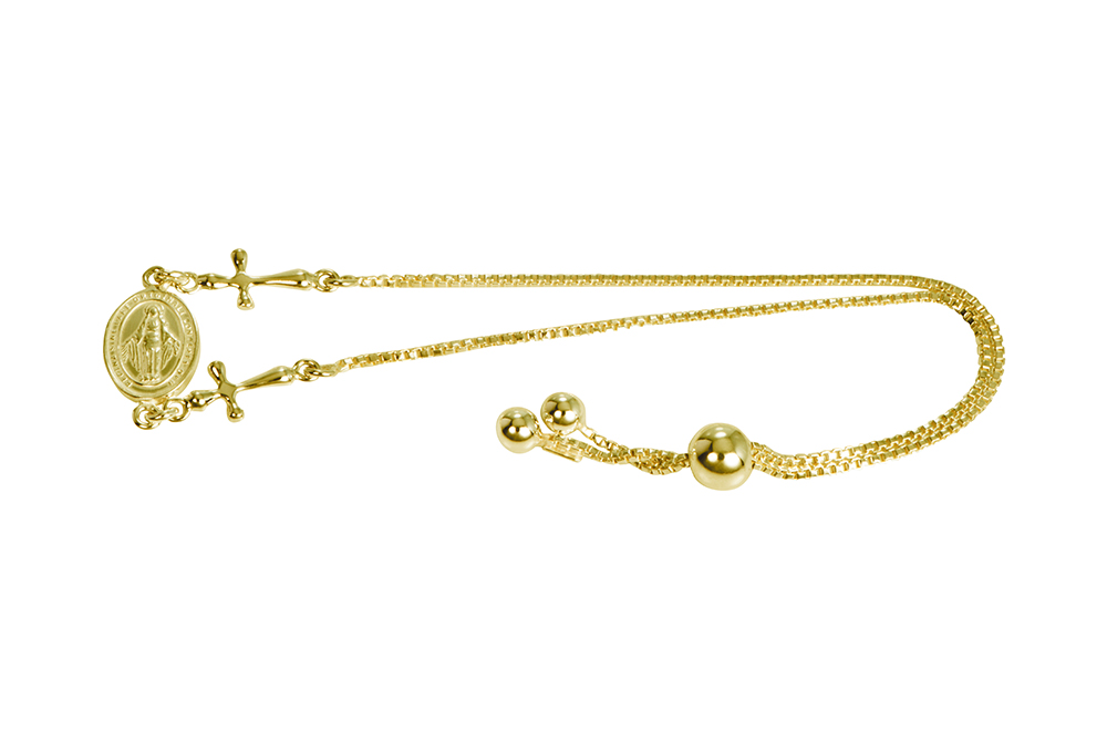 Sterling silver virgin & two crosses bracelet