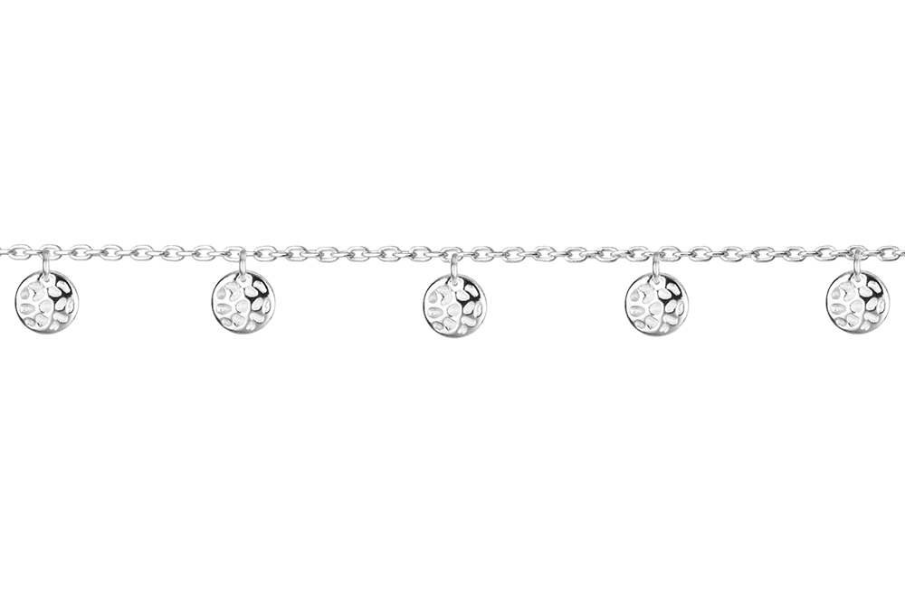 [17371A20E5HAPL] Tobillera plata 925 placas 5mm (Plata)