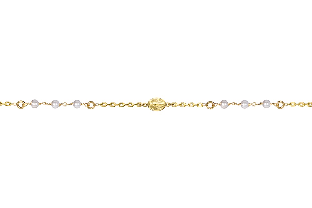 Pulsera plata 925 virgen 12x6mm y perlas 3mm