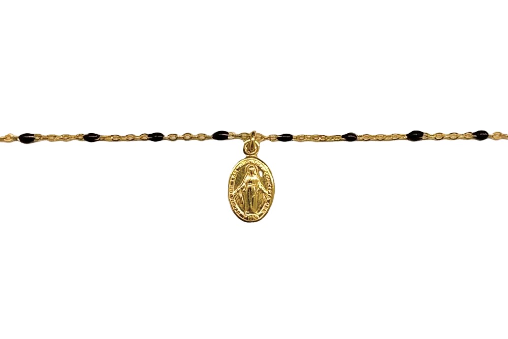 Sterling silver 10x6mm miraculous virgin enamel chain bracelet