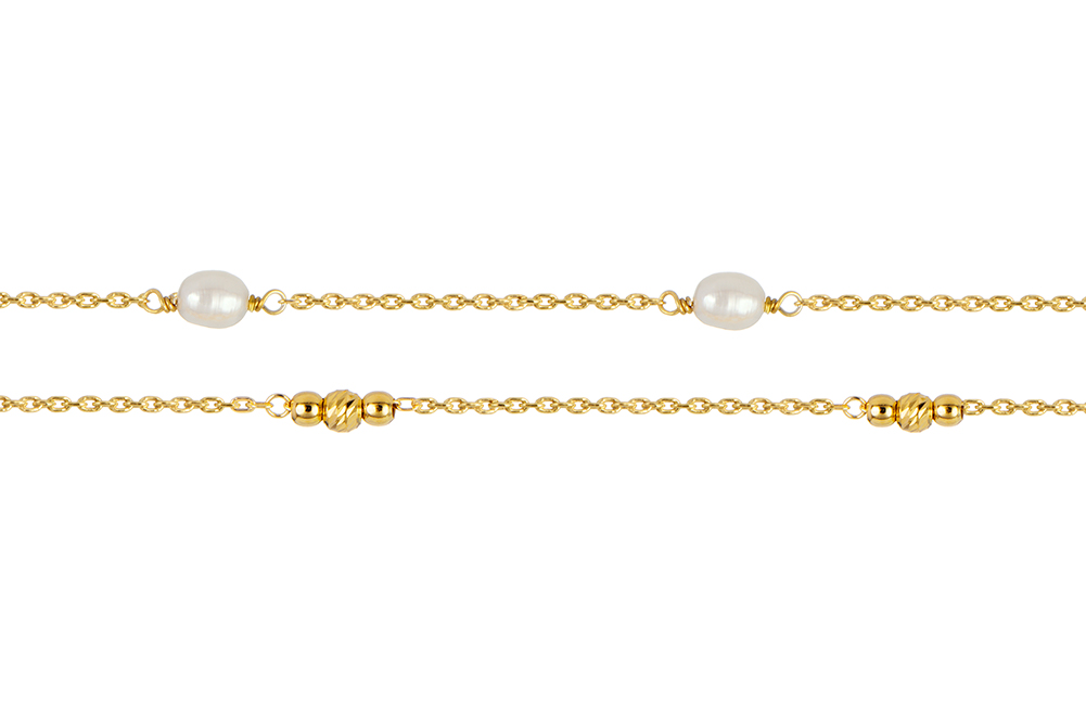 Pulsera plata 925 bolitas 3mm y perlas 4mm