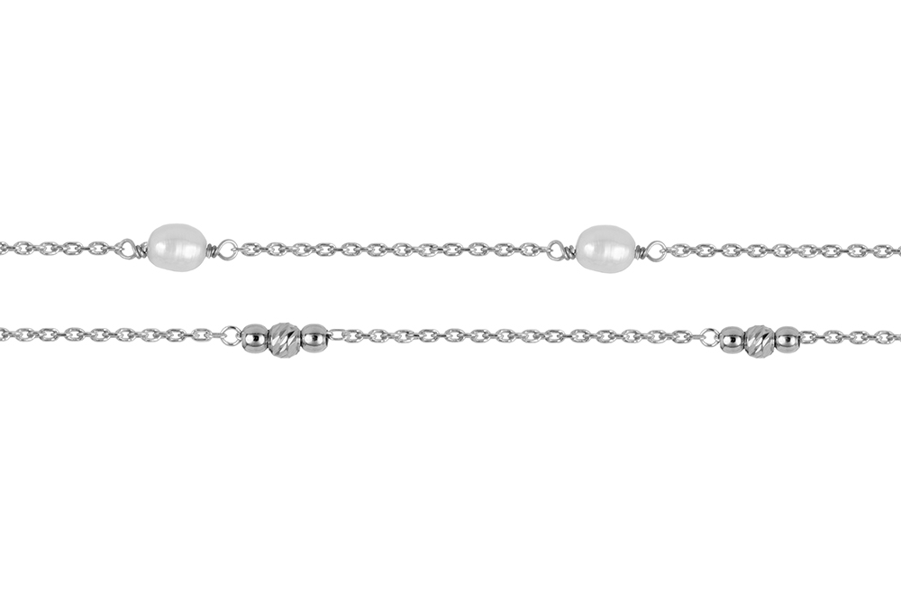 Sterling silver bracelet with 3mm beads and 4mm pearls