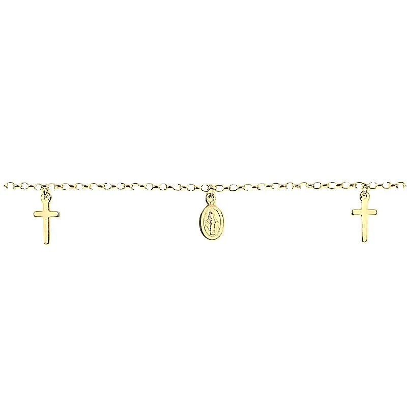 Sterling silver religious symbols bracelet
