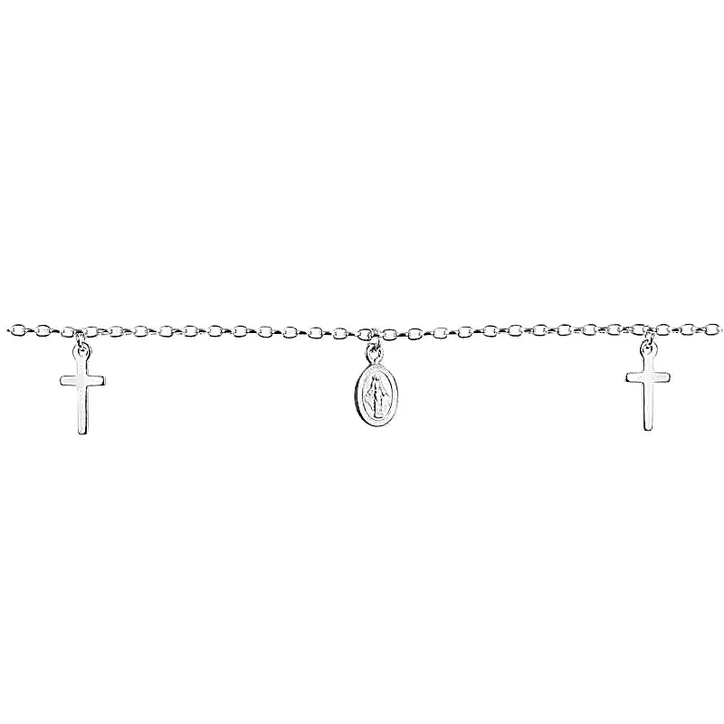 [17838B16E3PL] Sterling silver religious symbols bracelet (Sterling silver)