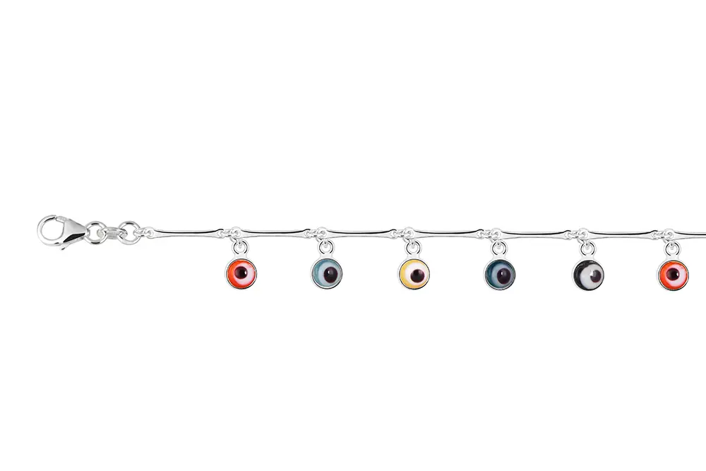 [17975B16E3EMXPL] Sterling silver enamel evil eye bracelet (Sterling silver)