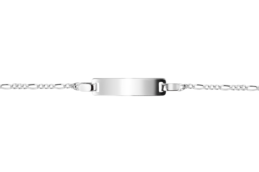 [18097B15E3PL] Sterling silver with 19x5mm rectangular id plaque racelet (Sterling silver)