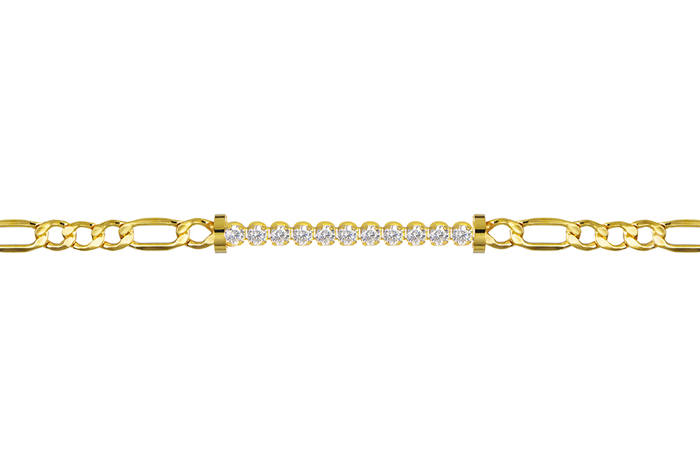 [18126B16E3ZBLDO] Pulsera plata 925 programada con zirconitas 3mm (Oro)
