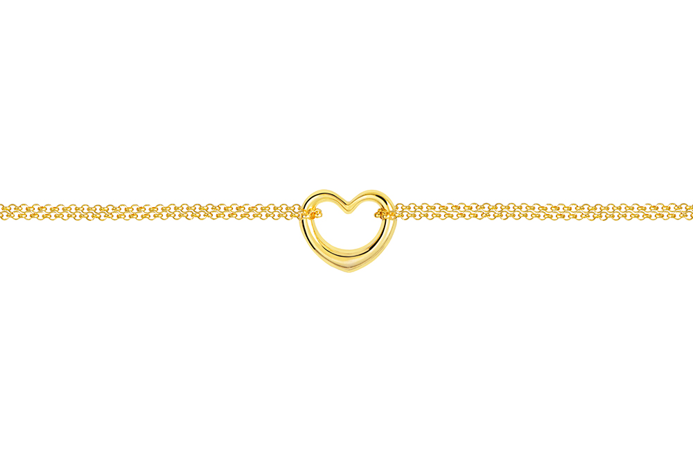 [18129B16E3DO] Sterling silver 12x14mm heart bracelet (Gold plated)
