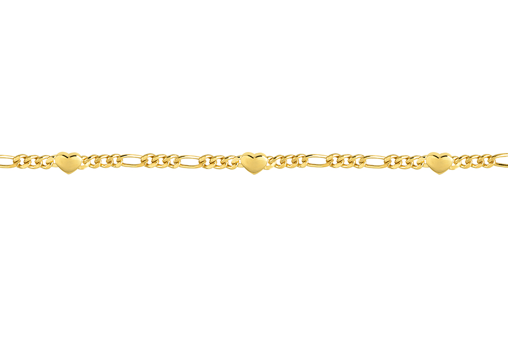 [18131B16E3DO] Sterling silver 5mm heart bracelet (Gold plated)