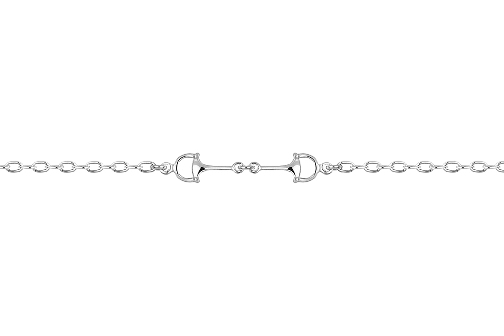 [18133B16E3PL] Sterling silver 6x30mm horse bit bracelet (Sterling silver)