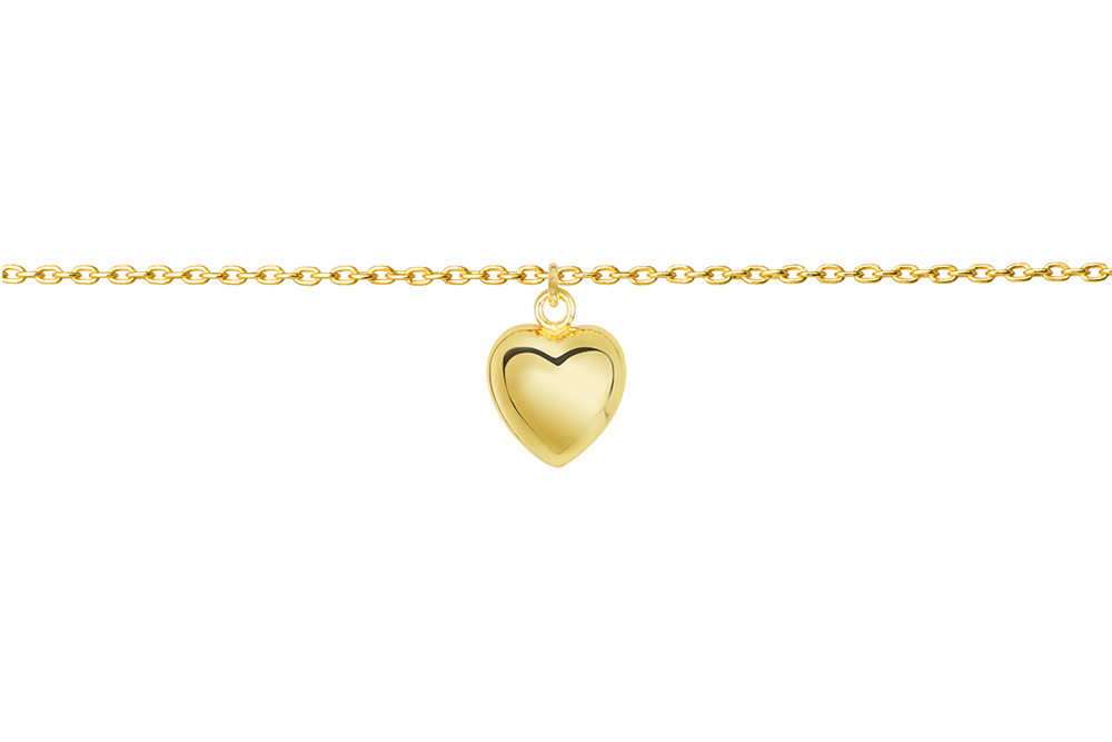 [18150B16E3DO] Sterling silver 10x3mm heart bracelet (Gold plated)