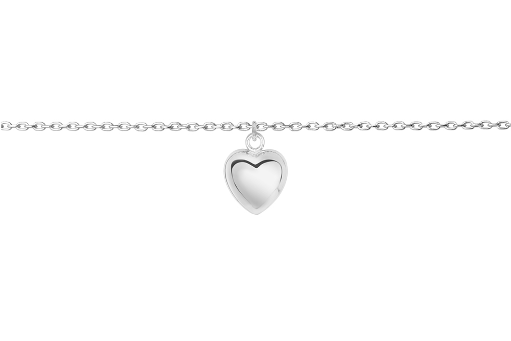 Sterling silver 10x3mm heart bracelet