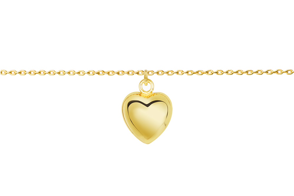 [18151B16E3DO] Sterling silver 14x12mm heart bracelet (Gold plated)