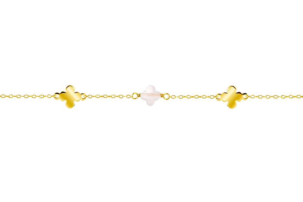 Pulsera plata 925 flor 6x6mm intercalada
