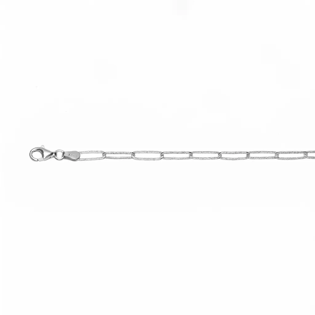 Sterling silver with 11x4mm flat sandblasted links anklet