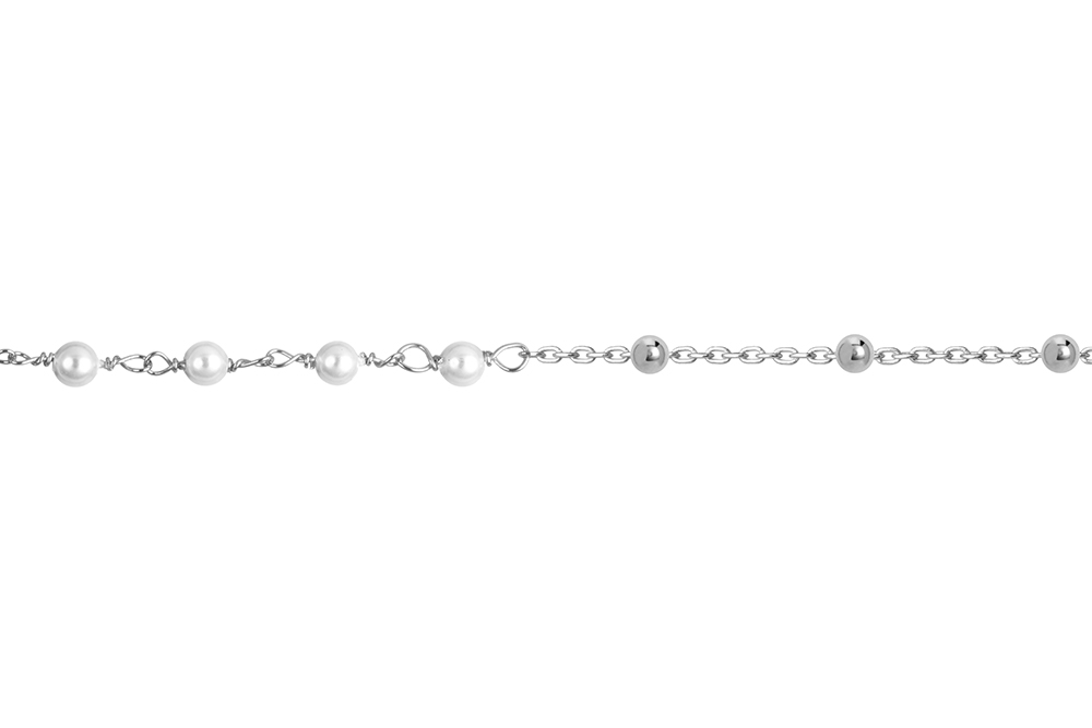 Sterling silver bracelet with 3mm pearls and 3mm beads