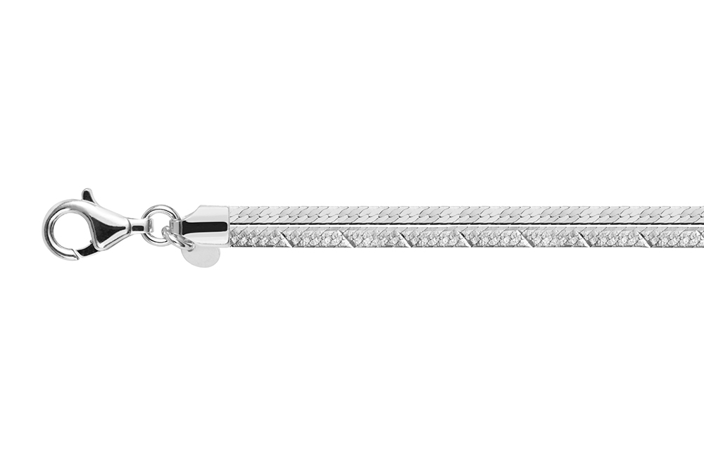 Sterling silver double flat snake chain with engraved design bracelet
