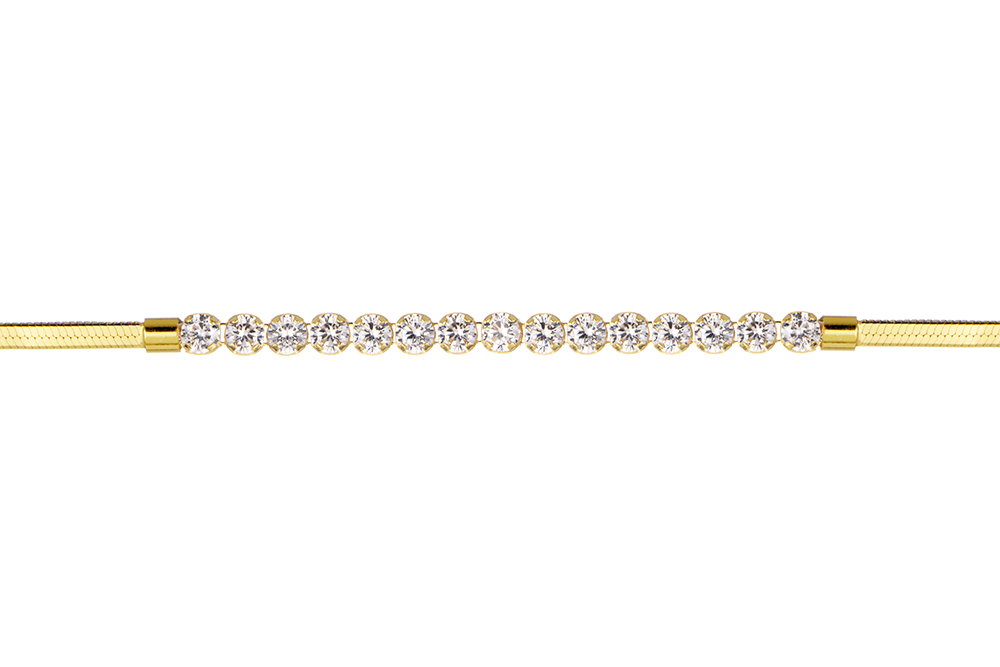 Sterling silver flat snake chain with 2mm zirconia riviere bracelet
