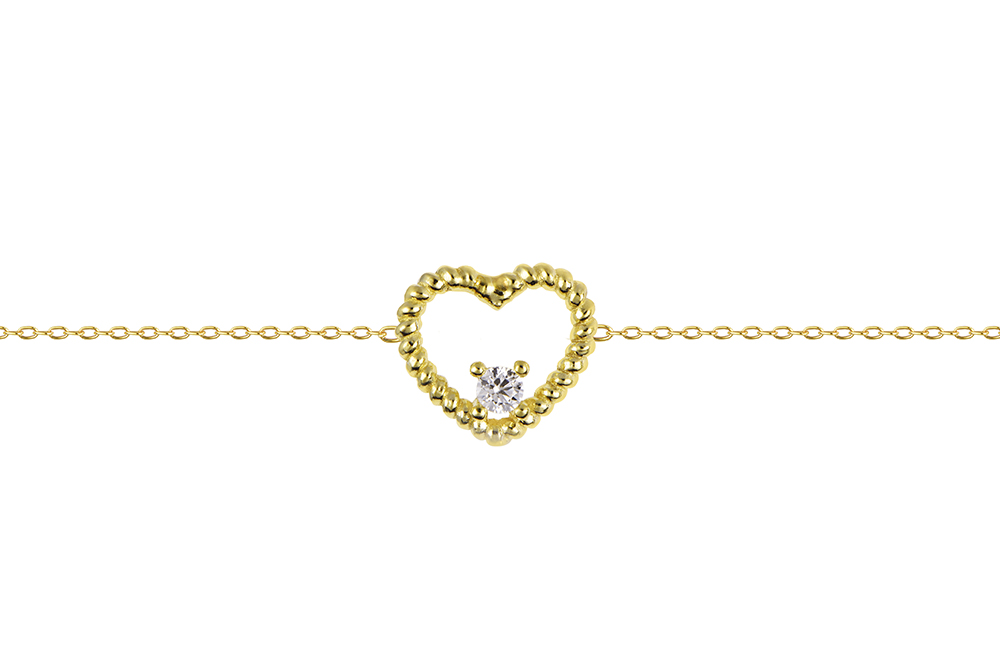 Sterling silver 7x8mm heart 2mm zirconia bracelet