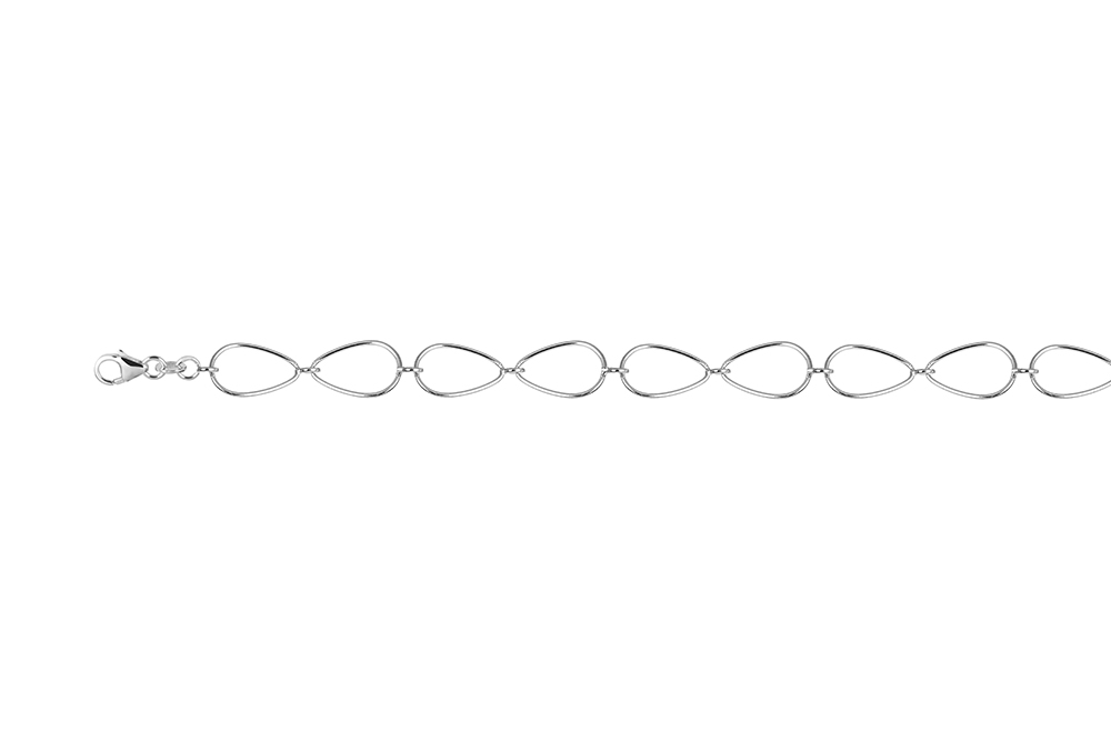 [18476B16E3PL] Sterling silver linked teardrop bracelet (Sterling silver)