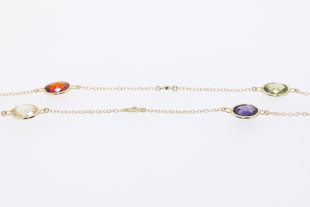 Collar plata multi cz oval 