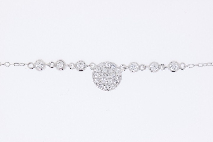 Collar plata rodiada cz 40+3cm 